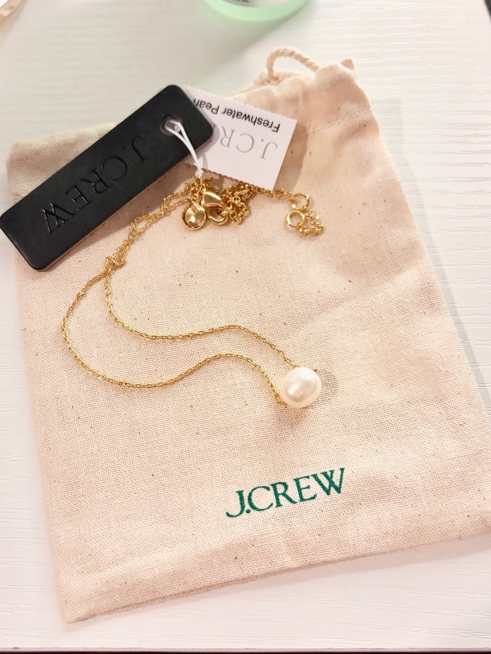 J. Crew Pearl Gold Chain Necklace